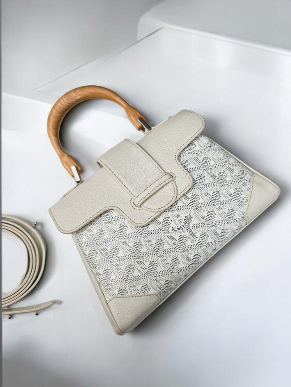Goyard Saigon Mini Souple White Top Handle Crossbody Bag Full Set - Picture 13 of 16